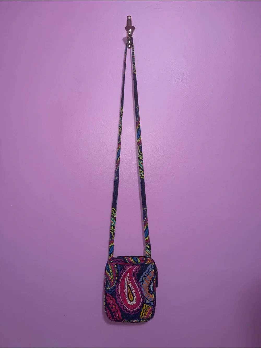 Vera Bradley Mini Hipster Crossbody Bag Twilight Paisley Black Multicolour - Picture 6 of 11